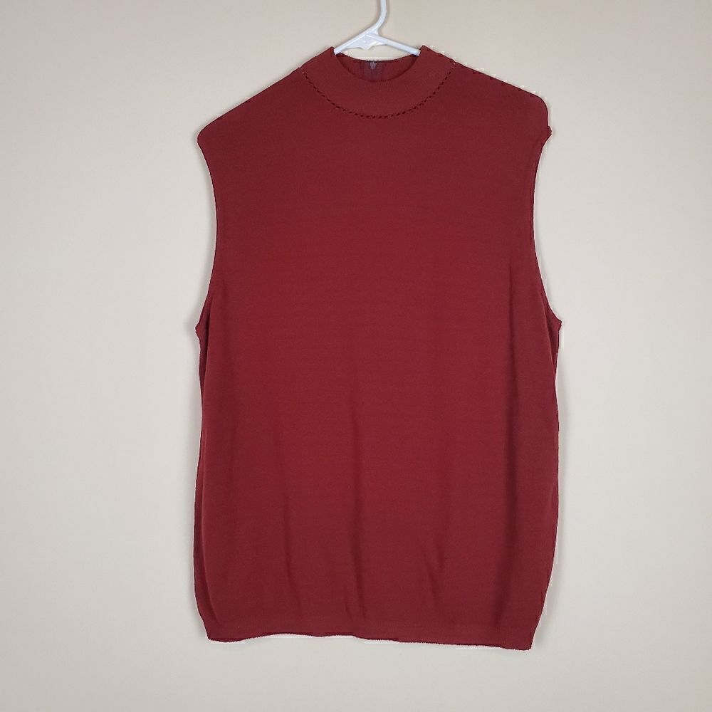 Vintage JC Penny Burgandy Sleeveless Sweater No Size Tag
